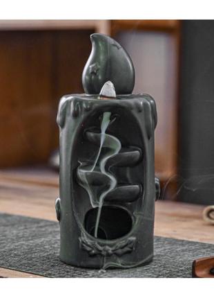 Рідкий дим, підставка рідкий дим, керамічна, темно-зелена свічка, підставка для ароматичних конусів