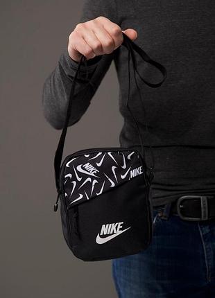 Мужская спортивная барсетка nike черная сумка через плечо найк nike