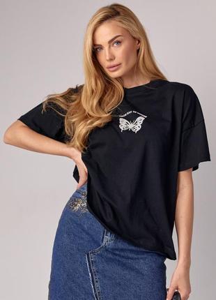 Женская футболка oversize с принтом бабочки