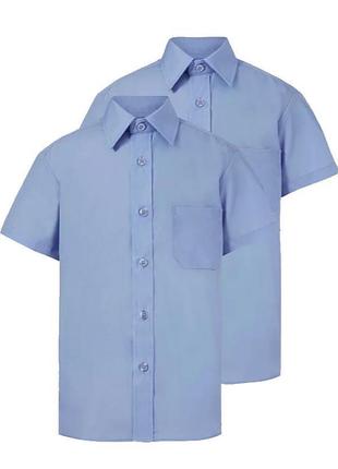 George.товар привезен из англии. набор из 2 голубых школьных рубашек с короткими рукавами.
