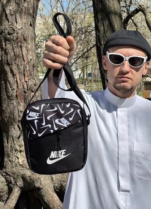 Мужская спортивная барсетка nike черная сумка через плечо найк nike