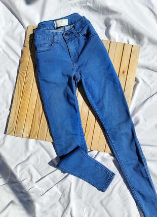 Джинсы скинни, джинсы высокая посадка, джинсы синие, джинсы зауженные, женские джинсы