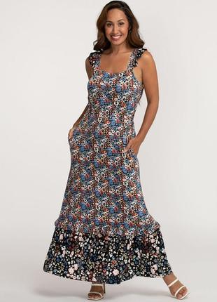 Мила натуральна максі сукня у квітковий принт №125