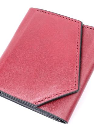Стильний невеликий гаманець із натуральної шкіри grande pelle 16800 бордовий