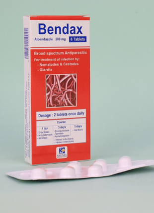 Bendax бендакс альбендазол 200 мл 6 табл от паразитов глистов египет