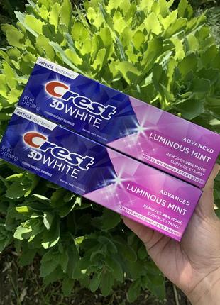 Відбілююча зубна паста  crest 3d white luminous mint 104 g оригінал із сша