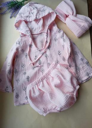 Сорочка муслін туніка шорти блумери для малюків 74 зріст