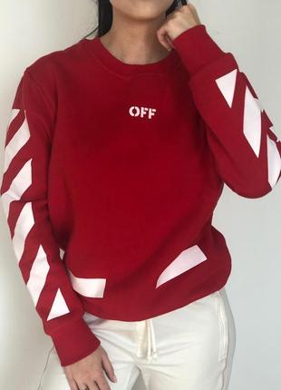 Червоний світшот з білими смужками off-white