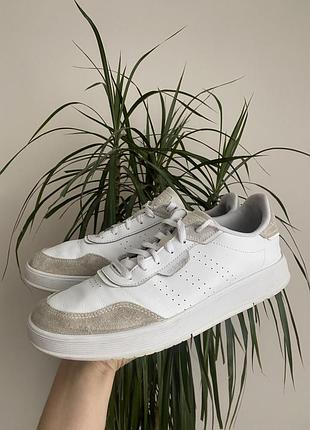 Білі шкіряні чоловічі кеди снікери кросівки adidas