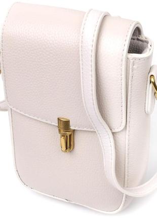 Кожаная женская сумка вертикального формата с клапаном vintage 22309 белая