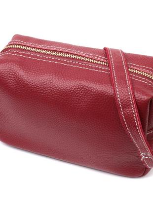 Интересная женская сумка с двумя ремнями из натуральной кожи vintage 22274 бордовый
