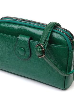 Сумка-клатч в оригінальному дизайні з натуральної шкіри 22101 vintage зелена