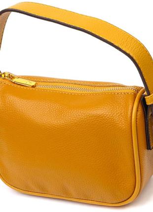 Гарна сумка на плече крос-боді з натуральної шкіри 22100 vintage жовта