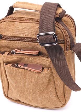 Стильная мужская сумка из плотного текстиля 21245 vintage коричневая