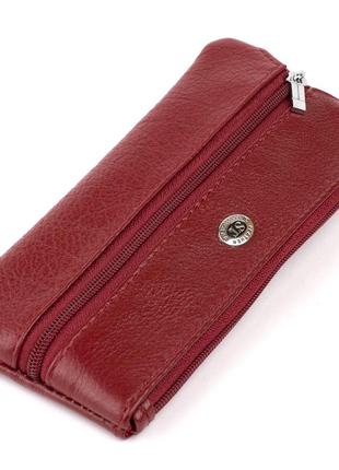 Ключниця-гаманець з кишенькою жіноча st leather 19352 бордова