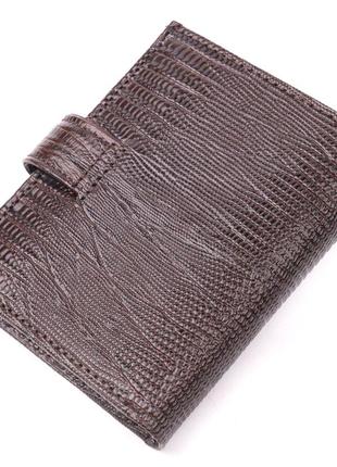 Місткий вертикальний чоловічий гаманець із фактурної шкіри karya 20991 коричневий