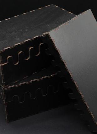 Скринька-заготовка з хдф. 3 шт. комплект. 25х14х10см. колір чорний.5 фото