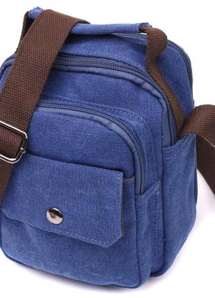 Удобная небольшая мужская сумка из плотного текстиля vintage 22221 синий