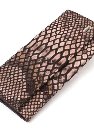 Ультрастильний жіночий гаманець із фактурної натуральної шкіри з тисненням під змію canpellini 21713