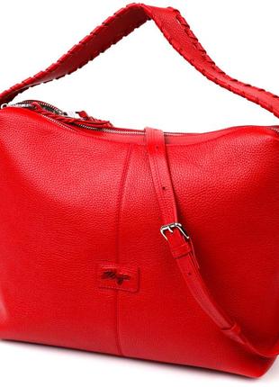 Містка жіноча сумка karya 20849 шкіряна червоний