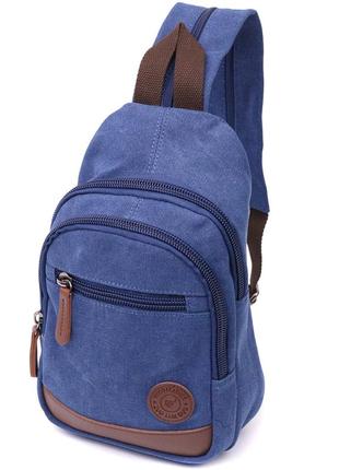 Удобная сумка для мужчин через плечо с уплотненной спинкой vintagе 22176 синий