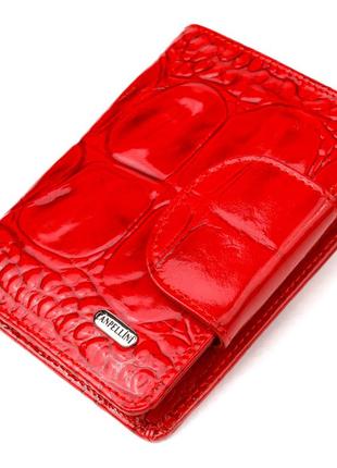 Лакований вертикальний жіночий гаманець із натуральної шкіри з тисненням під крокодила canpellini 21681