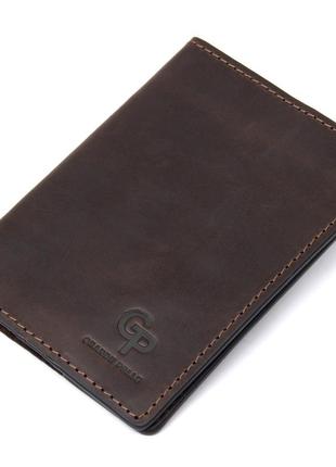 Матова шкіряна обкладинка на паспорт grande pelle 11481 коричневий