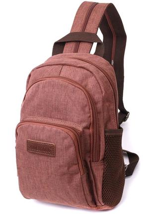 Небольшой рюкзак из полиэстера с большим количеством карманов vintage 22150 коричневый