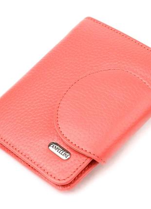 Стильний компактний жіночий гаманець із натуральної шкіри canpellini 21669 кораловий