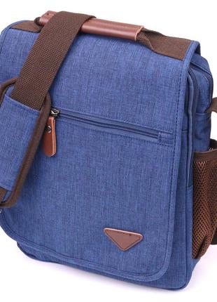 Цікава чоловіча сумка через плече з текстилю 21264 vintage синя
