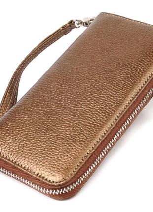 Неповторний гаманець із відливом для жінок із натуральної шкіри флотар canpellini 21614 коричневий