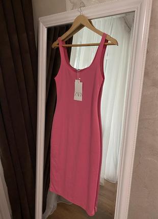 Сукня міді рожева платье zara