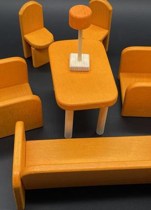 Меблі для лялькового будиночка ручна робота (помаранчевий колір) з натурального дерева