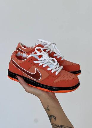 Жіночі шкіряні кросівки nike dunk low  orange lobster