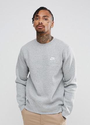 Світшот кофта nike club swoosh crew sweatshirt in grey - l