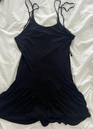 Платье черное в рубчик размер s