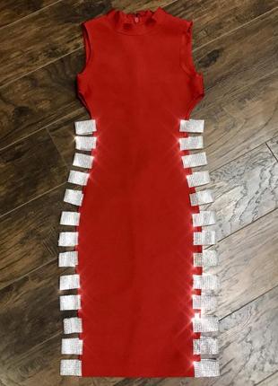 Красное бандажное платье в стиле herve leger ❤️