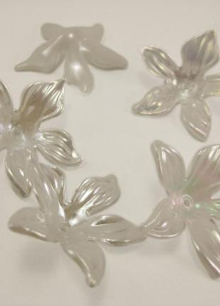 Намистини "квітка" кольору "білі перли" діаметром 30 мм з отвором декоративна для декору, хобі, рукоділля2 фото