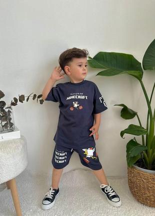 Костюм комплект футболка и шорты для мальчика подростка майнкрафт летний 
лето туречковина zara зара качественный