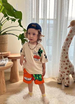 Костюм комплект для хлопчика футболка та штани літній літо майнкрафт  zara зара туреччина