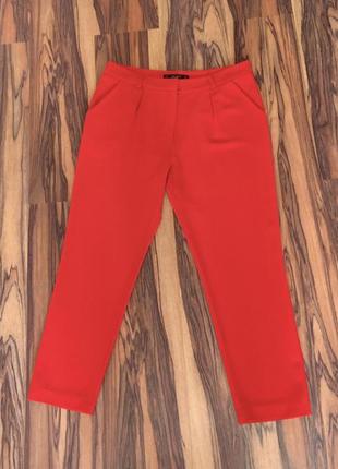 Яркие легкие комфортные базовые брюки "zara" красного цвета