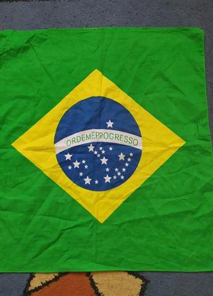 Флаг бразилии тканевый квадратный