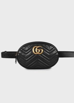 Поясная сумка black matelassé leather gg marmont
