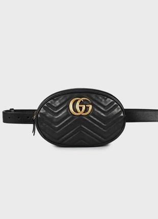 Поясная сумка black matelassé leather gg marmont