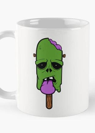 Чашка керамическая кружка с принтом грустное мороженое белая 330 мл