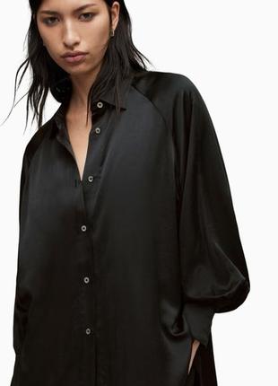 Рубашка черного цвета из натуральной ткани 100% раме
