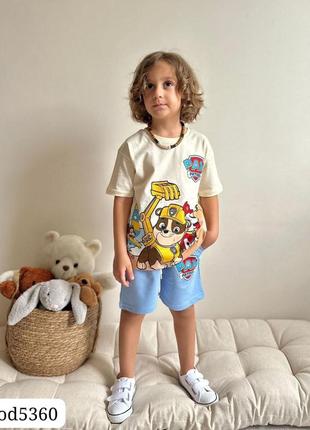 Костюм комплект для мальчика летнее летнее щенячий патруль туречневая футболка и шорты