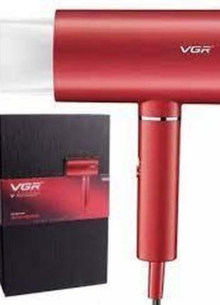 Профессиональный фен для волос vgr v-431 мощностью 1600-1800 вт красного цвета