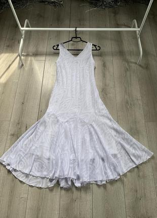 Платье бельё белого цвета миди пышный размер s m не просвечивается есть подкладка
