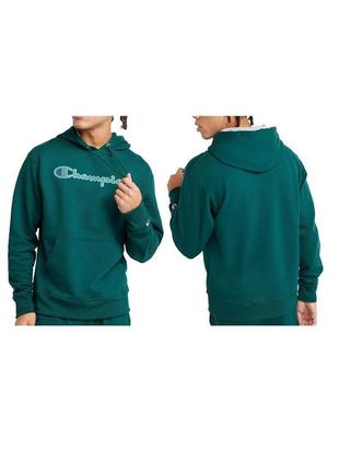 Толстовка чоловіча champion powerblend fleece pullover hoodie 2 m green (hbgf89h-2-m)3 фото
